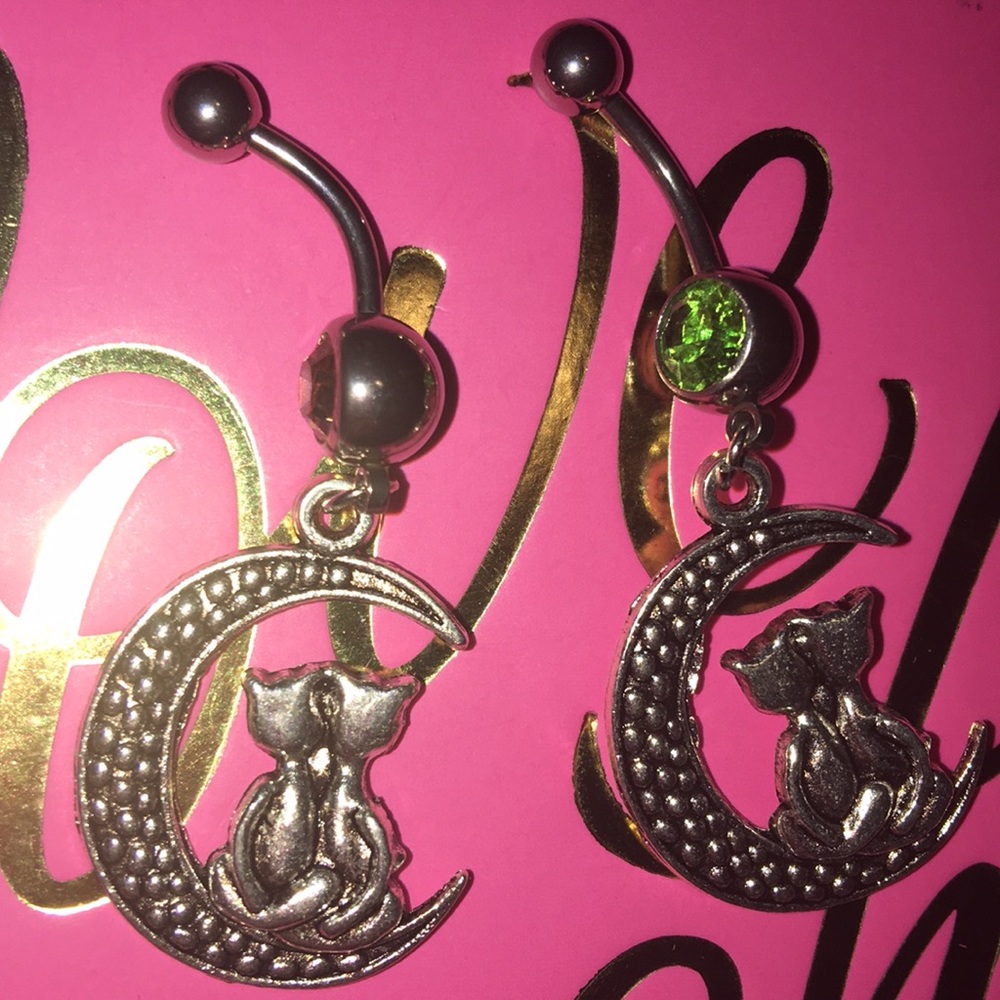 Bundle Two Silver Cat Belly Rings - image 1